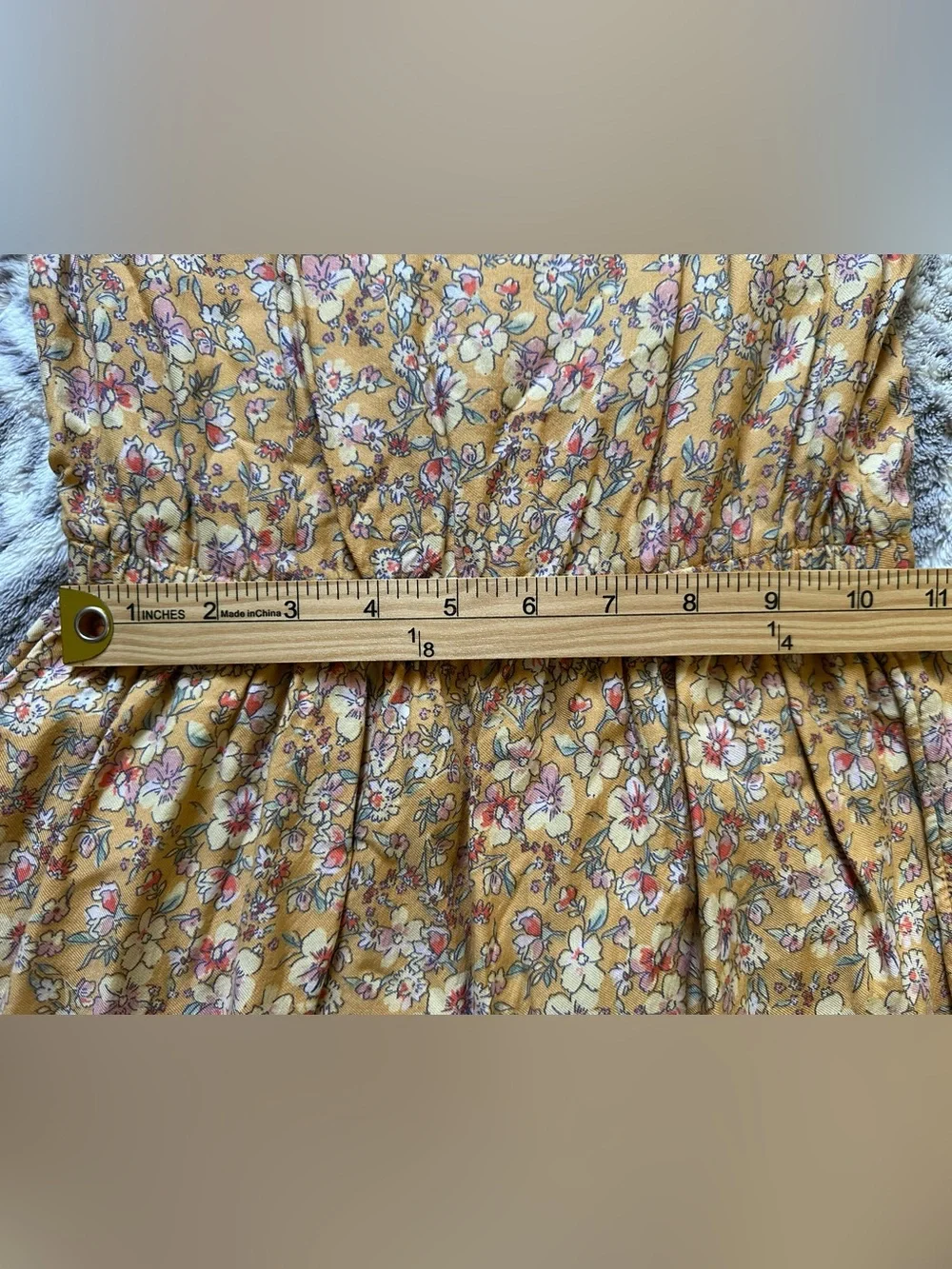 OshKosh B'gosh Girl’s Mustard Floral Short Sleeve Dress Size 7 Cottagecore